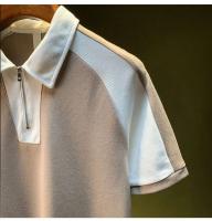 Polo empalmado con patrón cuadrado de gofres para hombre, camiseta holgada y transpirable de cinco mangas, innovadora para 2025, informal de verano - details 10