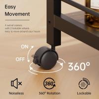 Bar de 3 Niveles, Carro de Bebidas con Ruedas y Estantes, Carrito de Bar rodante para Cocina Hogar Salón, Marrón Rústico y Negro - details 4