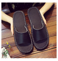 Casa antideslizante fondo suave salón de belleza piso de madera interior color sólido zapatillas de cuero para hombres y mujeres - details 21