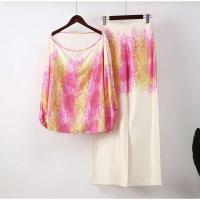 Conjunto de Pijama de Satén Impreso para Mujeres 2 Piezas, Hombro Descubierto, Pantalones Largos, Top de Cama Decoración del Hogar - details 9