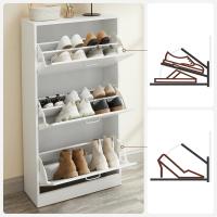 Armario con 3 puertas abatibles, zapatero de madera de 3 pisos, para entrada estrecha, pasillo, sala de estar, 60 x 24 x 120 cm, marrón rústico LBC030X01 - details 46