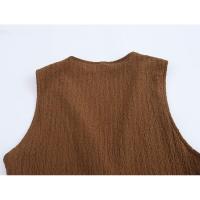 Conjunto de moda para mujer, top sin mangas de cintura alta y pantalones con botones, elegante para mujer - details 19