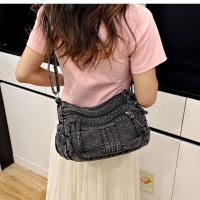 Bolso cruzado Retro vaquero de tela vaquera con cremallera de alta capacidad para mujer, bolso para axila, bolso de lona con correa ajustable, ropa informal - details 2