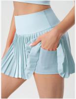 Nuevas faldas pantalón de tenis deportivas para mujer, medias de cintura alta, pantalones cortos de tenis para Yoga, faldas con bolsillos, minifaldas plisadas sólidas antiagotamiento - details 11