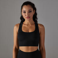Nessaj-Sujetador deportivo sin costuras, top a prueba de golpes, cómodo Chaleco de gimnasio, color sólido, para entrenamiento, correr - details 6