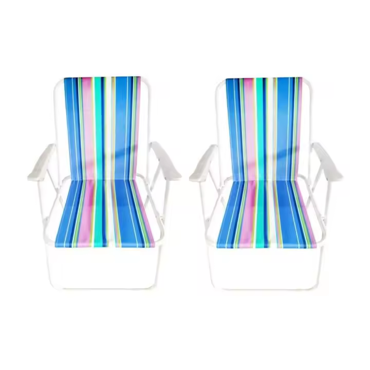 Paquete de 2 sillas de playa plegables, tumbona, silla de playa portátil para piscina, jardín, playa, aire libre - 1