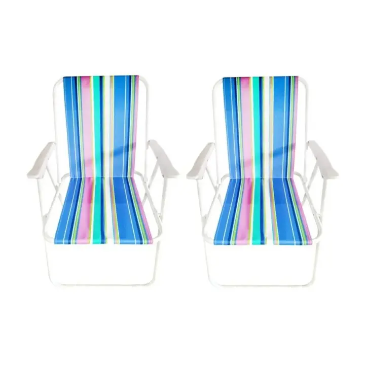Paquete de 2 sillas de playa plegables, tumbona, silla de playa portátil para piscina, jardín, playa, aire libre - 1