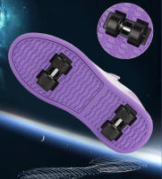 Patines de ruedas con luz LED para niños y niñas con 4 ruedas, zapatos unisex informales luminosos para exteriores, talla verdadera, parte superior de malla, - details 3