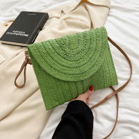 Bolso cruzado de hombro tejido de paja para mujer, bolso de mano de playa, bolsos de sobre hechos a mano informales de verano - details 13