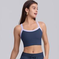 Sujetador deportivo de nailon para mujer, camiseta sin mangas de color sólido, transpirable, de secado rápido - details 15