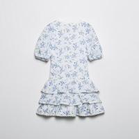 Estampado YEYE Floral Short para mujer, minivestido con mangas abullonadas y volantes en capas, nueva llegada de moda para mujer, volantes, - details 1