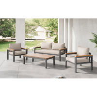 Conjunto de Jardín de Acacia Muebles de Exteriores de Acero Galvanizado Mesa de Comedor de 4 Piezas - details 10