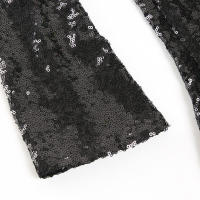 BUNO-vestido negro de lentejuelas para mujer, ceñido al cuerpo con cuello cuadrado, vestidos de fiesta de otoño, tres elegantes para discoteca madura y encantadora - details 14