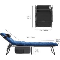 Taburete de Playa Plegable con Almohada 190x68x31cm 4 Posiciones Ajustables Carga de 300lbs - details 2