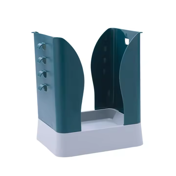 Cubo de basura de plástico, soporte para bolsa de basura expandible, gran capacidad para cocina, baño, azul y gris - 1