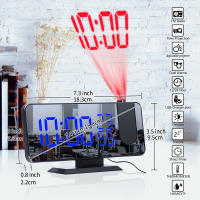Despertador Digital LED, proyección de Radio con temperatura, humedad, reloj de espejo, pantalla de hora de cabecera multifuncional, Mesa de Color - details 2