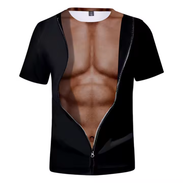 2025 Camiseta 3d de manga corta para hombre, ropa de moda de manga larga, ropa de Color - 1