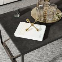 Mesa de centro de mármol para café: Mesa auxiliar de café con marco de metal estilo nórdico moderno para sofá de salón 100x60x43cm (gris) - details 22