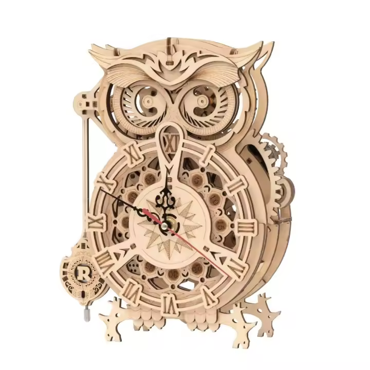 Robotime Rokr Reloj de Búho 3D Kit de Bloques de Madera DIY Montaje Fácil - 1