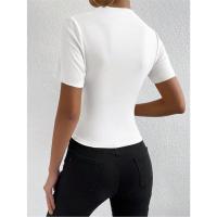 Camiseta ajustada de cuello alto para mujer, Top fruncido de manga corta elegante, ropa de primavera y verano - details 6