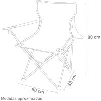 Silla de Playa Plegable Estructura de Acero Resistente Asiento de Lona Impermeable Negro - details 2