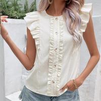 Camisa sencilla de verano con blusa dulce y volantes para mujer, camisa de manga corta - details 1