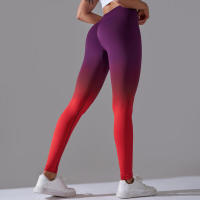 Yoga degradado para mujer, leggings de gimnasio de cintura alta, pantalones deportivos sin costuras, pantalones de entrenamiento para correr - details 19
