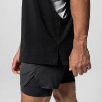 Camiseta sin mangas para correr de Color sólido para hombre, cuello redondo, absorbente de humedad, chaleco cortado de secado rápido, camisa deportiva de verano - details 6