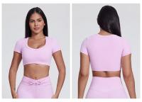 SHINBENE-Top de manga corta con doble forro para mujer, camisetas ajustadas con cuello en V, Camisetas básicas bonitas de verano - details 9