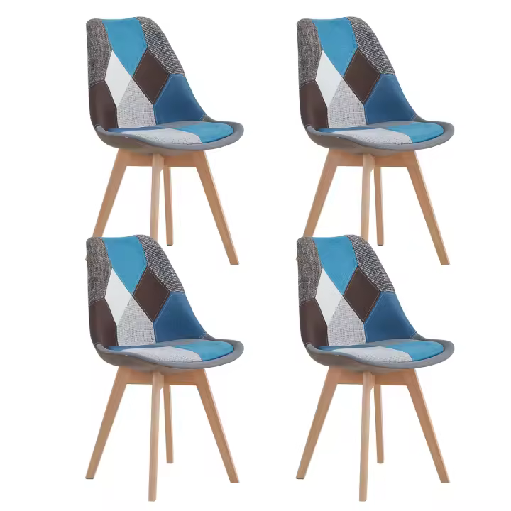 EGOONM-Sillas de comedor modernas con patas de madera maciza, muebles para el hogar, sillas de Bar, ocio, oficina, Patchwork, 4 piezas por juego - 1