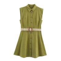 Vestido holgado sin mangas con cinturón y botones sencillos, estilo casual, novedad de verano 2025, ropa de mujer - details 1