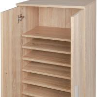 7 estantes para zapatos con cierre de 2 puertas, estructura de madera, armario auxiliar multiusos, tamaño 108 x 55 x 36 cm (roble) - details 3