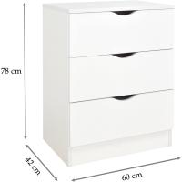 Blanca Mesita con cajones, Armario de Dormitorio, Estilo escandinavo, para la habitación de los niños, Dim: 60 x 42 x 78 (H) cm (Unicornio) - details 1