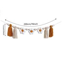 Guirnalda de borlas con cuentas de madera, banderola de cumpleaños con margaritas para paredes de granja, manteles para sillas altas, accesorios para fotos, decoración del hogar - details 1