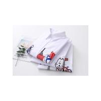 Blusa De Algodón Blanca Casual Para Mujer Cuello En V Con Botones Manga Larga Bordada Estilo Casual Blusa Transversal - details 3