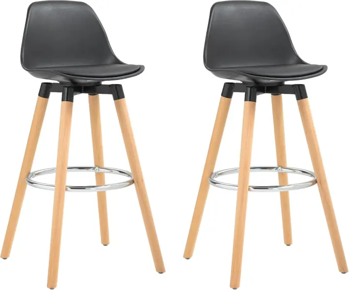 Juego de 2 taburetes altos de cocina, altura del asiento 69 cm, taburetes de bar, sillas altas de cocina tapizadas en PU con respaldo, patas de madera para comedor, color blanco - 1