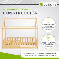 Cama Infantil 80 x 160 cm con protección anticaída, Cama casa de Madera Maciza para niños - Cama en Color Rosado - details 23