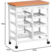 Carro de cocina completo, madera/blanco, 76 x 37 x 67 - details 1