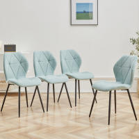 EGOONM-Sillas de comedor tapizadas de tela de lino acolchadas, patas de Metal para balcón, restaurante y comedor, 4 unidades - details 2
