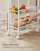 Carro de 4 Niveles, Carro Estrecho de Cocina con Ruedas, con Asa, para Espacio Reducido, 22 x 45,4 x 77 cm, para Cocina, Baño, Salón, Estudio, Marrón Rústico y Negro LRC033B01 - details 36