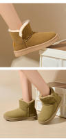 Botas de nieve zapatos casuales de algodón de cachemira de color sólido para mujer botas de algodón térmicas gruesas apiladas - details 14