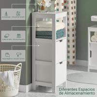 Armario de Suelo para baño Mueble Columna de baño con 2 Cajones y 1 Estantes Blanco 30 x 30 x 89 cm Blanco - details 4