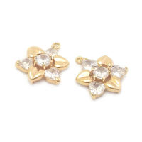 Colgantes de latón y circonita de Color dorado de 18K, varios dijes de flores, joyería artesanal de alta calidad, accesorios para collar y pendientes - details 22
