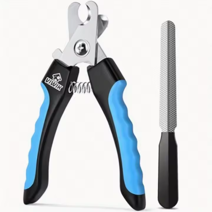 Cortauñas Profesional para Perros y Gatos Guarda de Seguridad Rápida Mango Ergonómico Azul y Negro - 1