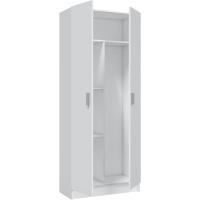 Armario Multiusos, Escobero, 2 Puertas, Acabado en Color Blanco Mate, Medidas: 73 cm (Ancho) x180 cm (Alto) x 37 cm (Fondo) - details 3