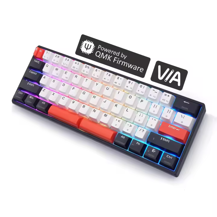 SKYLOONG GK61 QMK/VIA teclado por Cable Mini 60% de diseño RGB retroiluminación interruptor mecánico de juego USB plug - in caliente PBT - 1
