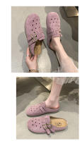 Medias zapatillas baotou retro de suela gruesa para uso exterior de las mujeres, primavera y verano nuevos zapatos de pedal para personas perezosas transpirables y versátiles - details 19