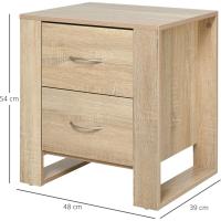 2 Cajones Patas y Base Elevada para Dormitorio Mesa Lateral para Sala de Estar Estilo Moderno 48x39x54 cm Roble - details 2