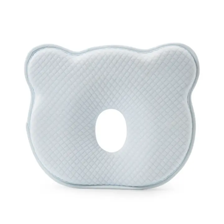 Almohada de espuma viscoelástica para bebé con diseño estéreo protector de cabeza para recién nacidos viaje 100% algodón recomendado para 0-24 meses - 1