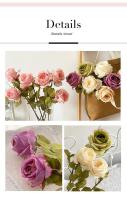 Ramo de rosas artificiales de tela de seda, arreglos florales con borde quemado, flores artificiales, flores falsas de seda Vintage - details 3